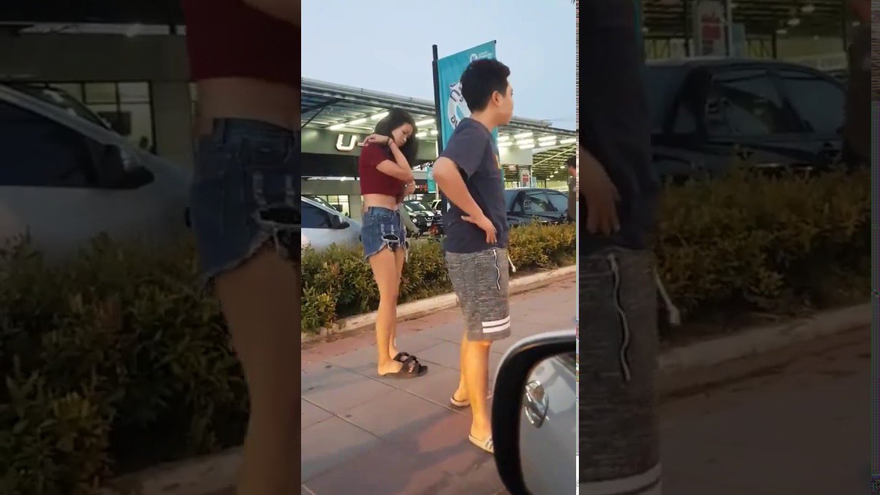 Thai Man domestic abuse on the street caught on film